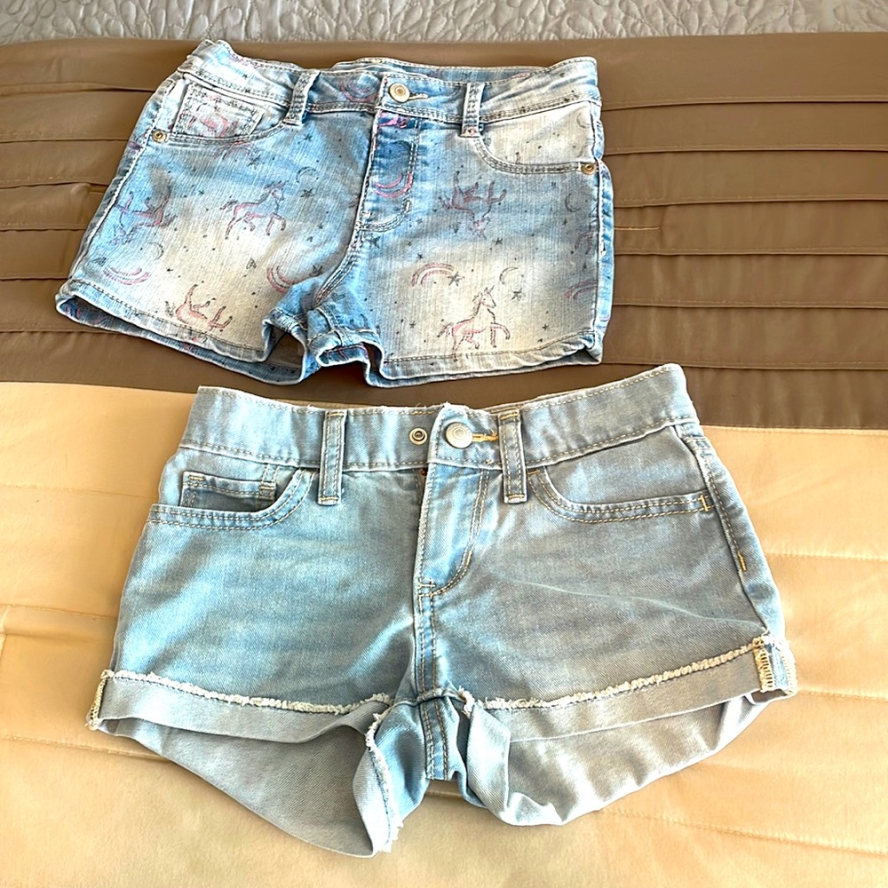 Girls size 8 denim shorts - 2 pairs. Like new